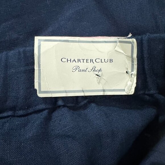 Charter Club Luxury Linen Pants Womens Size 10 Blue Straight Leg NWT PT-2336 - Picture 11 of 12